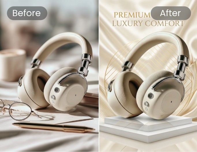 AI ecommerce product design comparison featuring a headphone