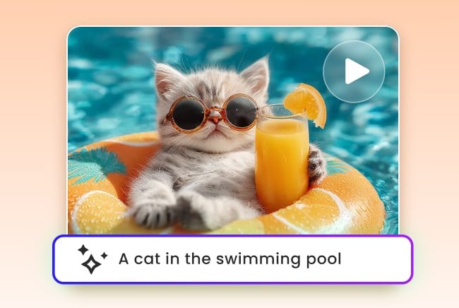 AI generate a cat lying in the swimming ring in the swimming pool