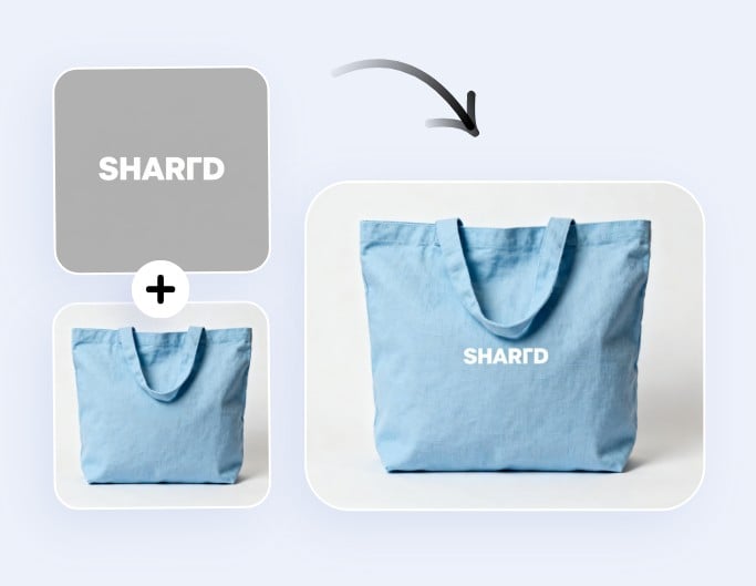 AI logo mockup effect on a bag