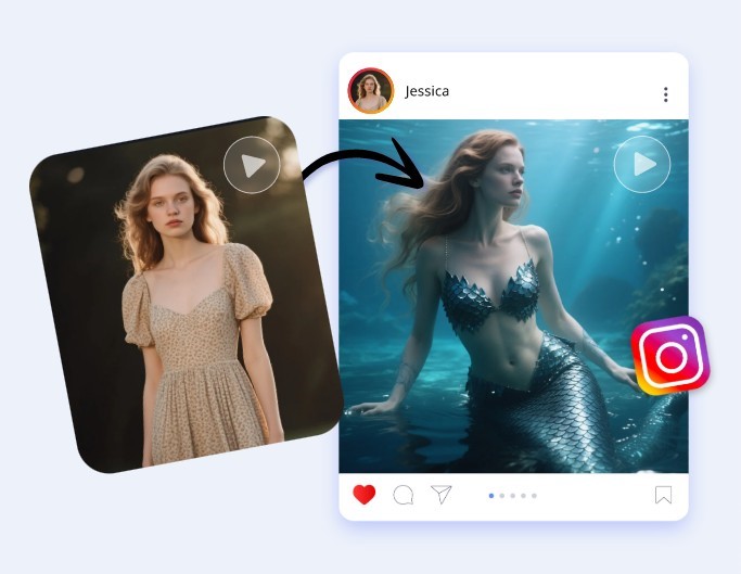 AI mermaid filter for personal use like social media sharing