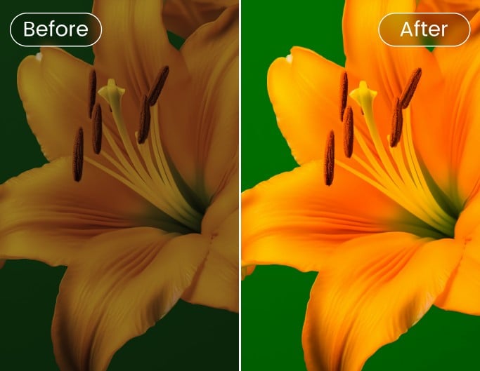 AI product color and saruration enhancement comparison effect