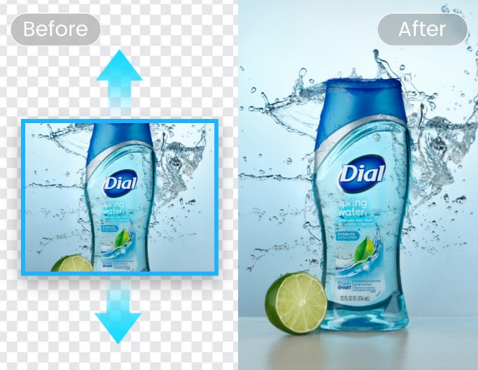 AI product image extender comparison effect for moisturizing conditioners