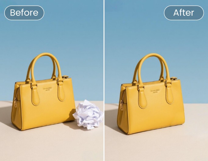 AI product object removal comparison effect