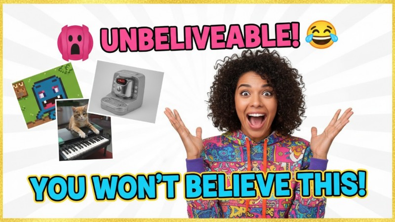 AI reaction video thumbnail generation example with text UNBELIVEABLE