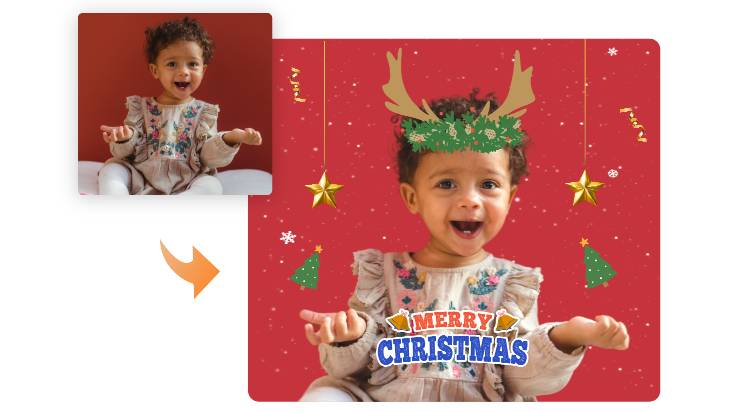 Fotorで写真にクリスマススタンプをつける