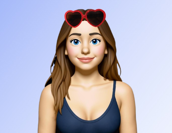 Add a sticker of heart shaped glasses to a girl emoji