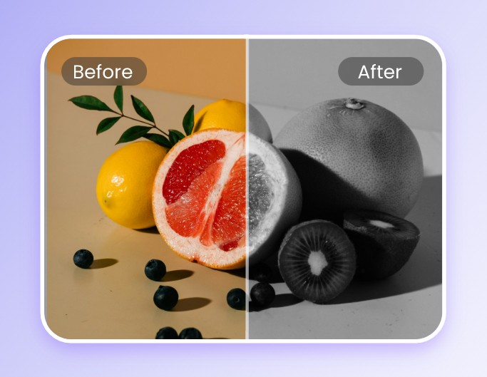 Add black and white photo filter to a still life image
