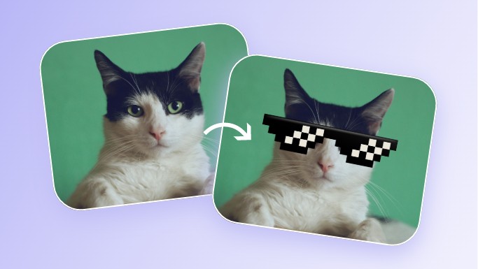 Add pixel thug life glasses to photos to create viral memes