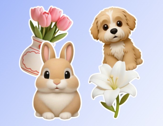 Add white outline to the emojis of flowers and animals