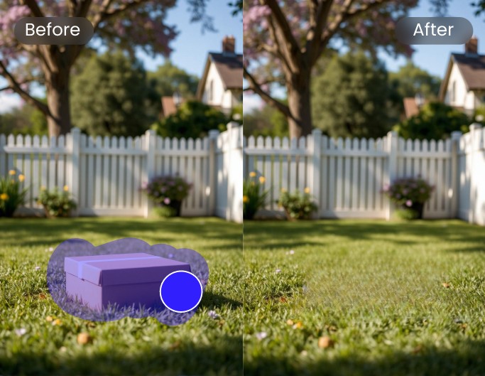 Ai generative fill featuring removing unwanted objects and filling new pixels based on surroundings