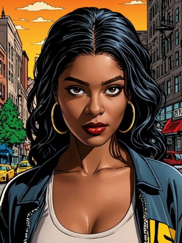 Portrait féminin style comic américain