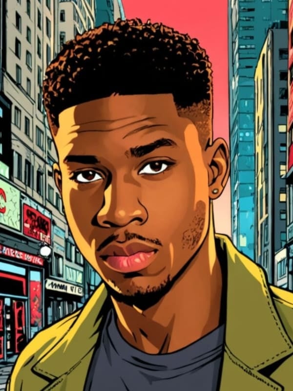 Portrait masculin style comic américain