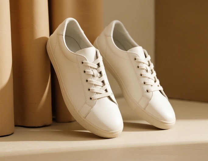 An image about a pair of white casual shoes