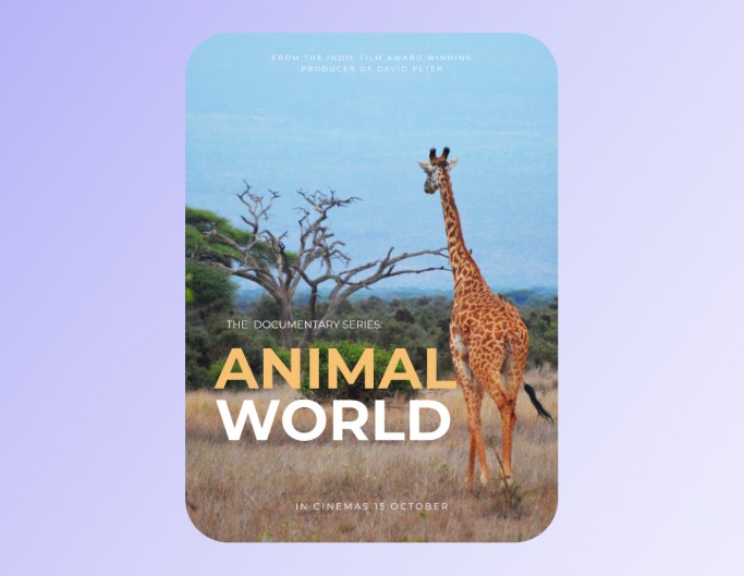 Animal world movie poster template with a giraffe in it
