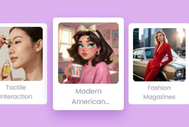 Apply different AI art styles instantly with one click style presets for image generation