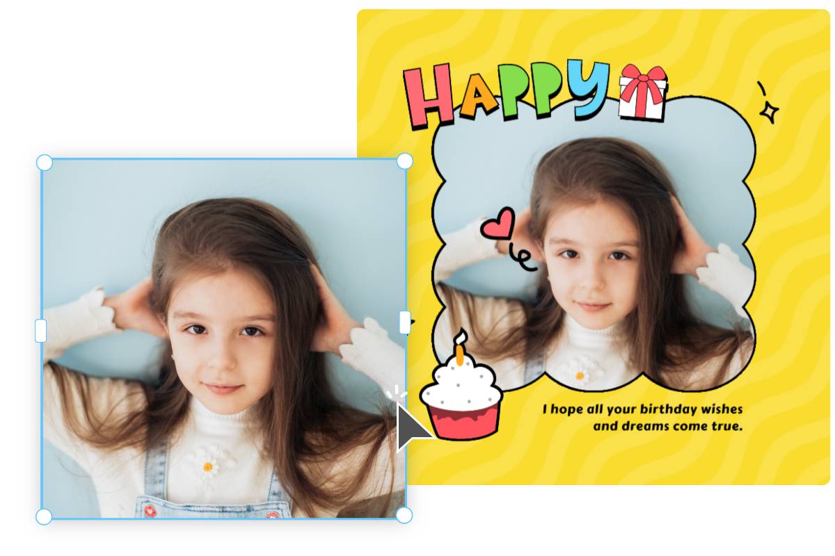 Birthday photo edited with photo frames online easily using Fotor birthday photo editor