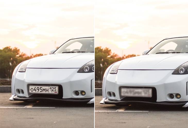 Blur a car license plate in a car photo using Fotor image blurrer