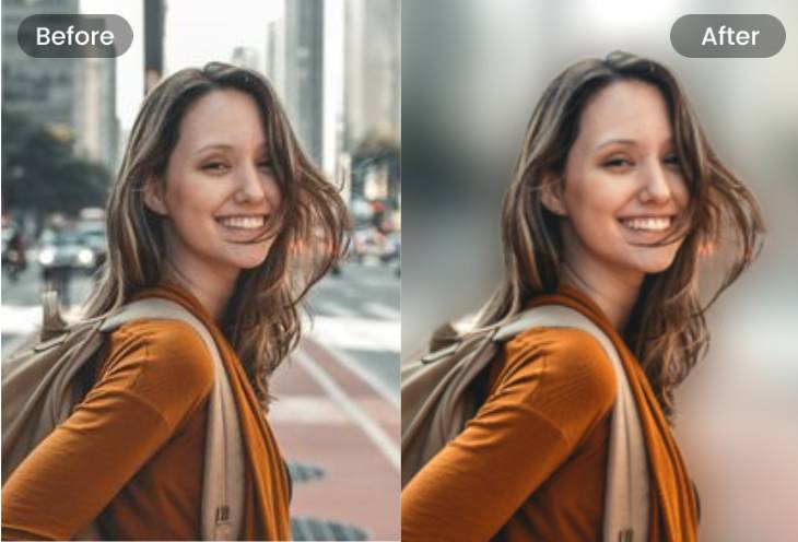 Blur background of a female portrait photo