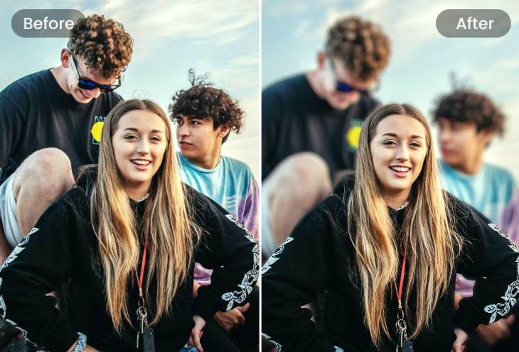 Blur backgruond elements to censor image and keep privacy