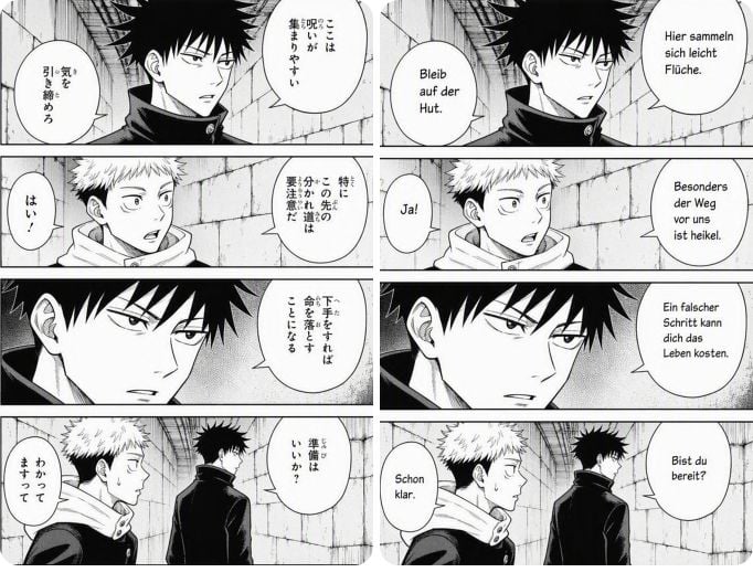 Comic Streifen von japanisch auf deutsch