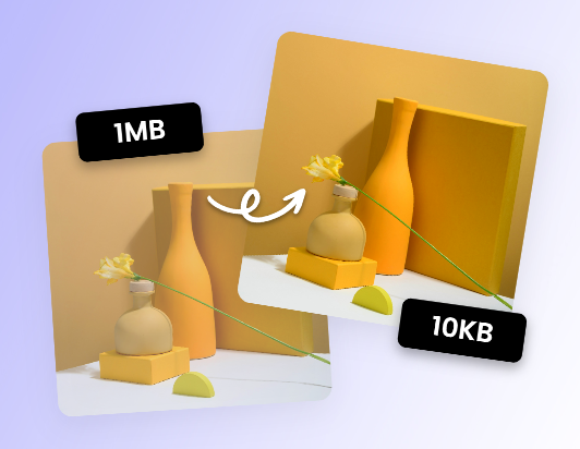 Compress vase and flower images from 1 MB to 10 KB