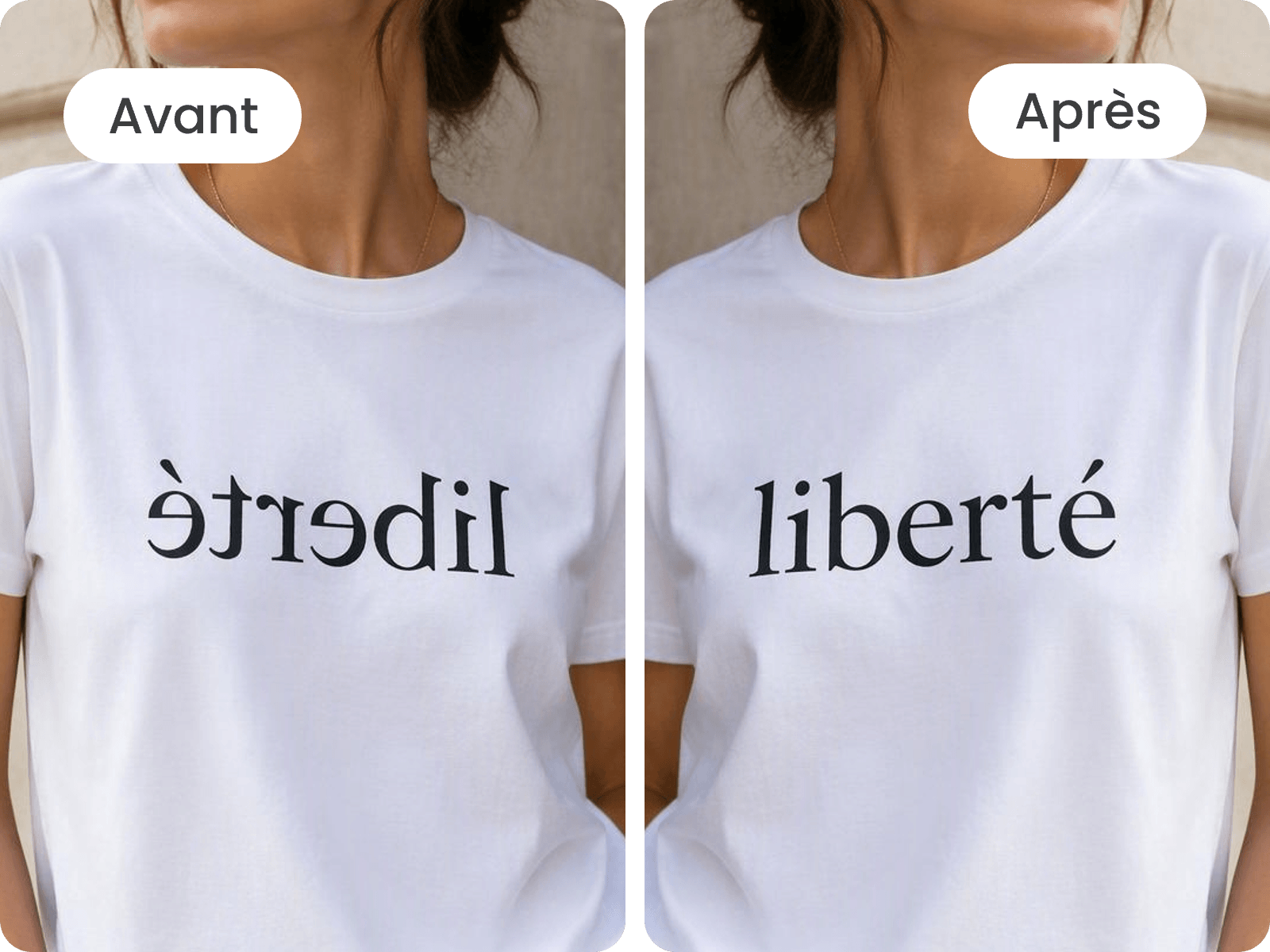 Correction du texte sur un t shirt