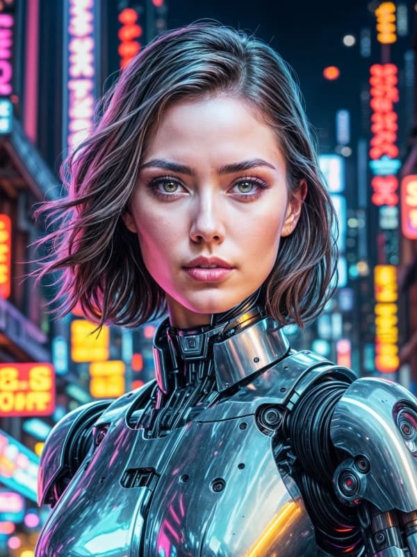Portrait cyberpunk féminin