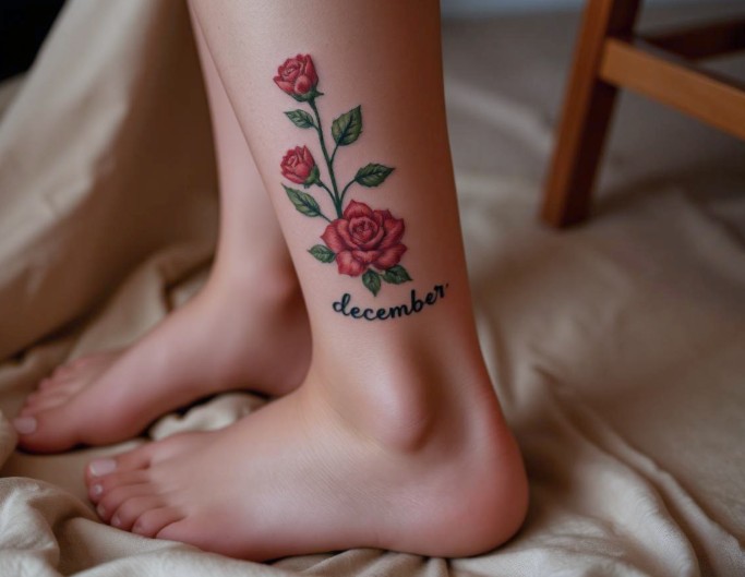 December Birth Flower Tattoo