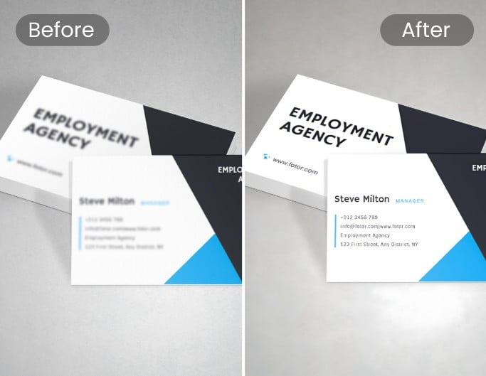 Enhance bussiness card image text