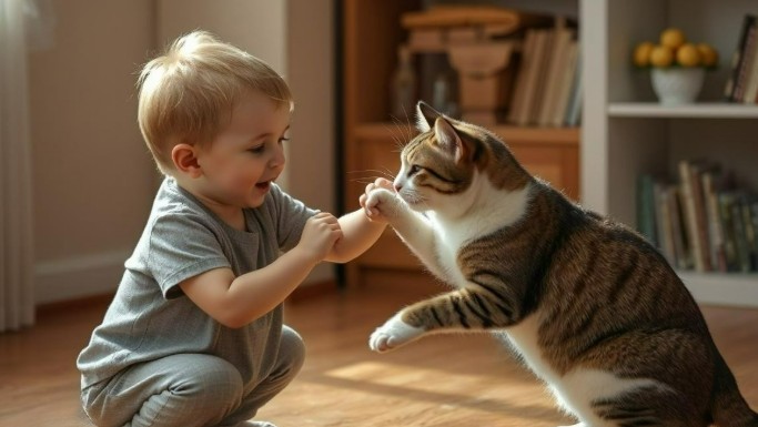 Epic battles between a baby and a cat