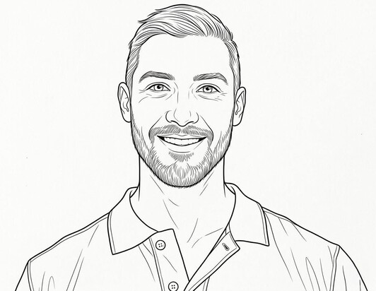 Exemple de dessin au trait généré par IA à partir dune photo masculine