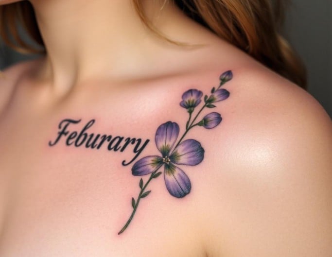 February Birth Flower Tattoo