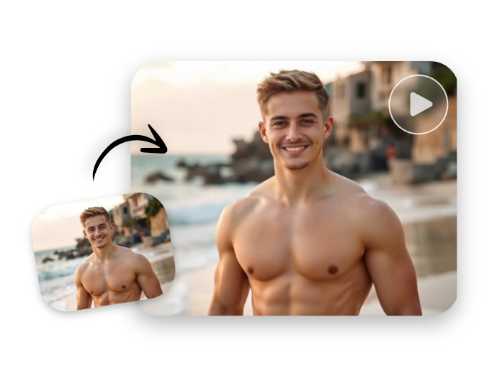 Fotor AI jiggle up video dance effect featuring a man