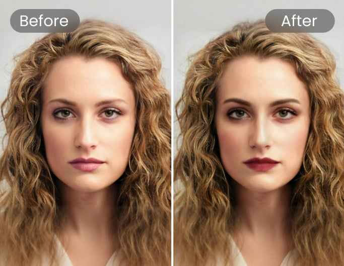 Fotor KI-Make-up-Tool mit einer blonden Schönheit