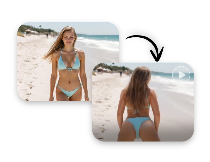 Fotor AI twerk effect featuring a girl in bikini