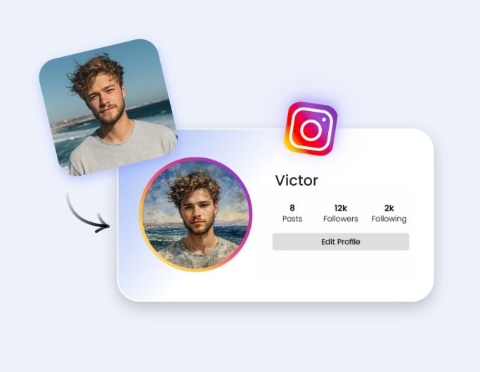 Fotor watercolor filter for social media avatar