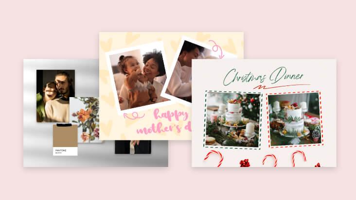 Holiday themed photo collage templates on Fotor's photo grid creator