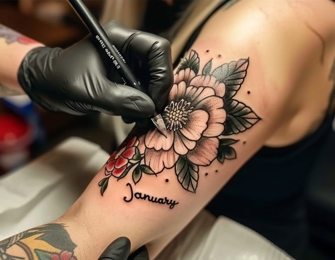 January Birth Flower Tattoo Carnation