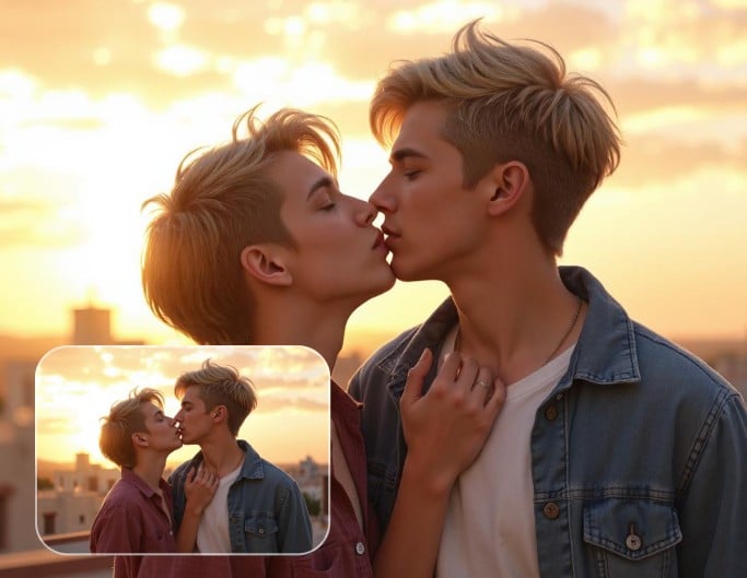 Make boy kissing meme with ai