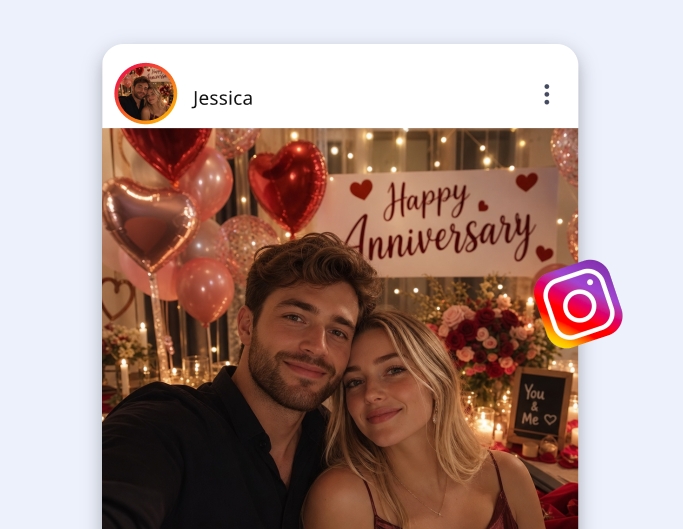 Make romantic ai couple photo for social media post by using Fotor AI couple image generator