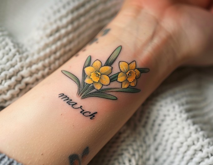 March Birth Flower Tattoo