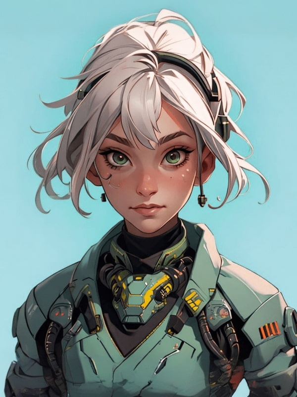 Portrait féminin style mecha