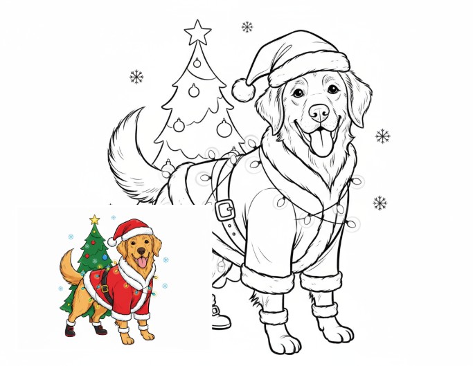 Niedlicher Hund mit dem weihnachtlichen Outfit