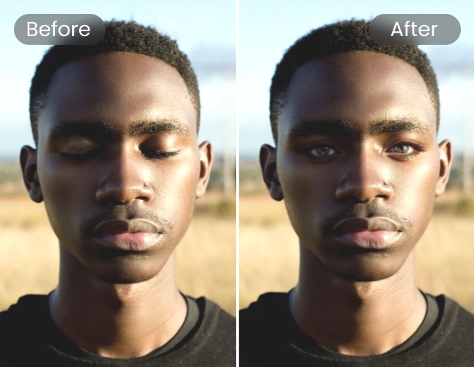 Ouvrez les yeux fermés sur les photos avec l’IA de Fotor