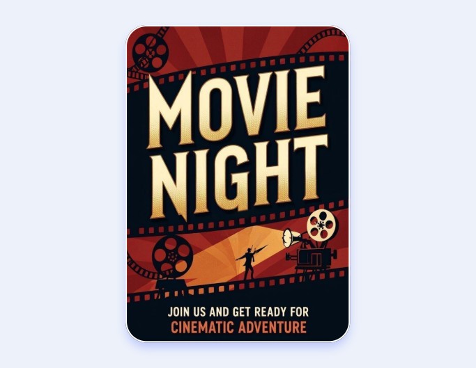 Red and black movie night flyer