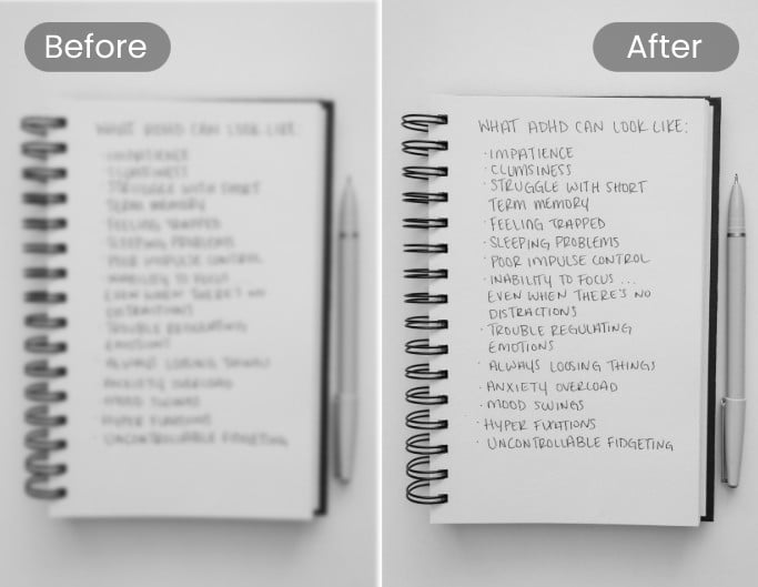 Remove blur form handwritten note image