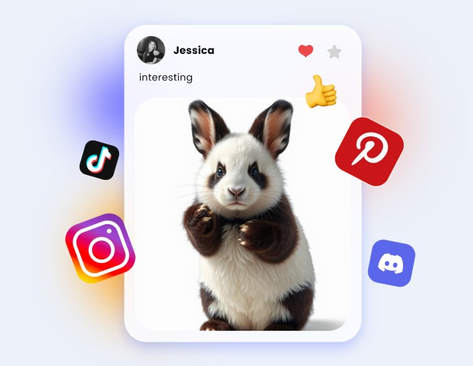 Share a panda and rabbit hybrid image on ins