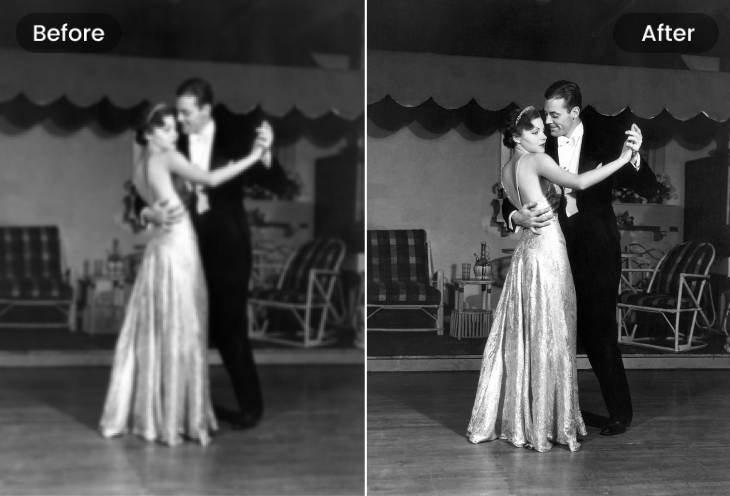 Sharpen blurry old photograph for more details and clarity