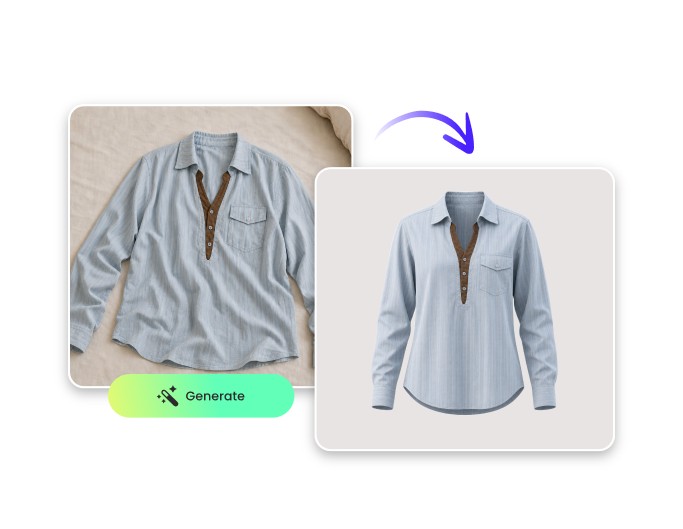 Step two transform the flat lay photo into 3d ghost mannequin photo