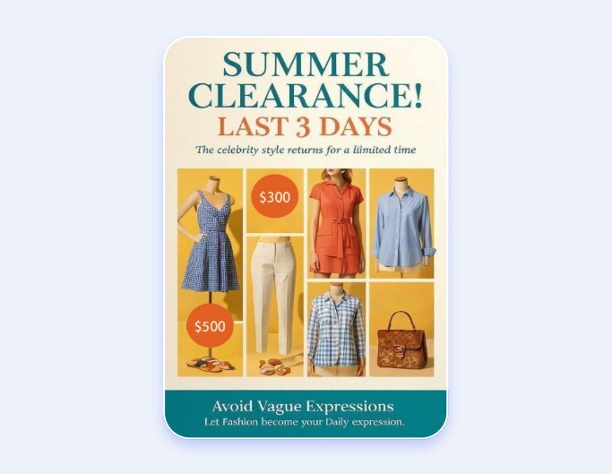 Summer clothes price flyer